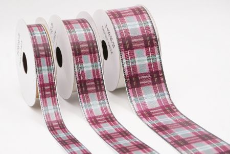 Rosa, Burgunder und Grün Karierter Band Set_AI